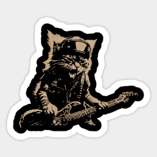 Rock Cat Playing Guitar Sticker